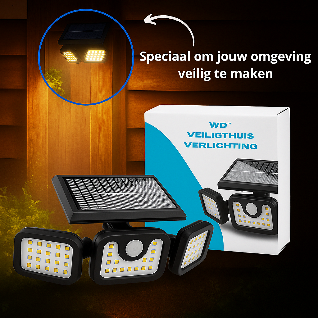 WD™ - Veiligthuis verlichting met bewegingssensor op zonne-energie!