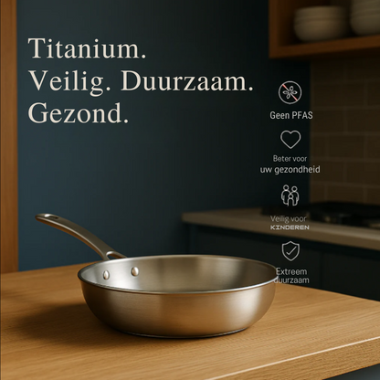 WD™ - Titanium Diepe Casserole Pan Pro – Duurzaam en Veilig Kookgerei voor Gezond Koken