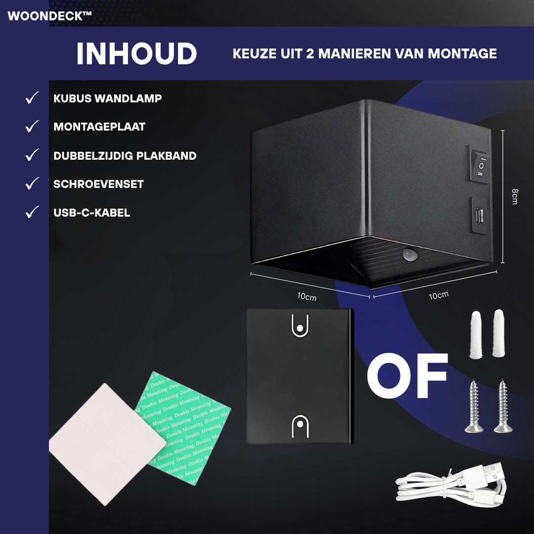 WD™ CUBE Wandlamp | Oplaadbaar