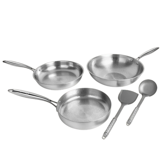 WD™ Premium Titanium Hamerslag Kookset – Veilig, Duurzaam en Stijlvol