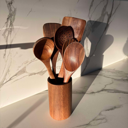 WD™ Woodly Walnoot keukenset - voorkom plastic deeltjes in je pan