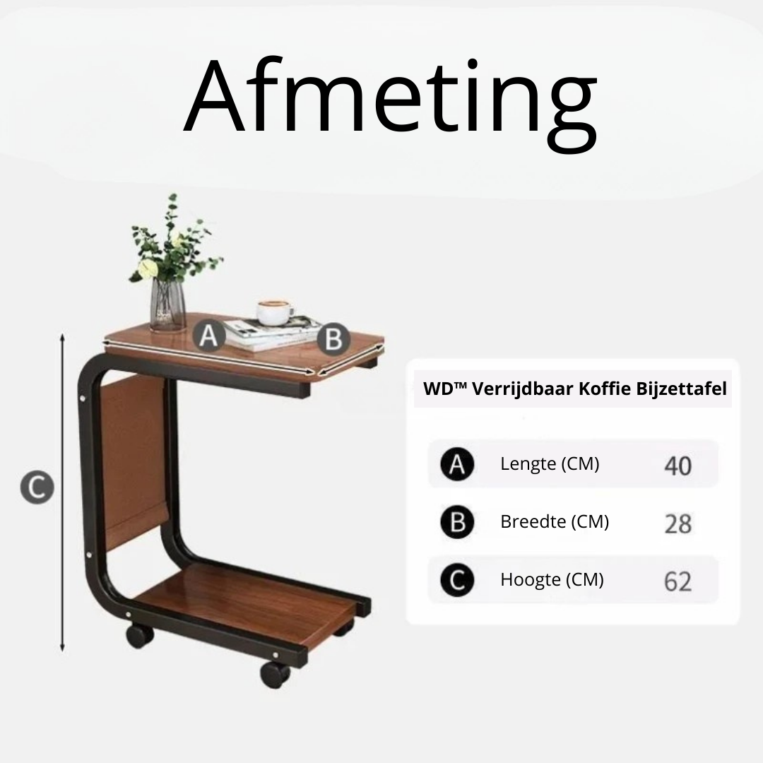 WD™ Verrijdbaar Koffie Bijzettafel - met folder/boek vakje