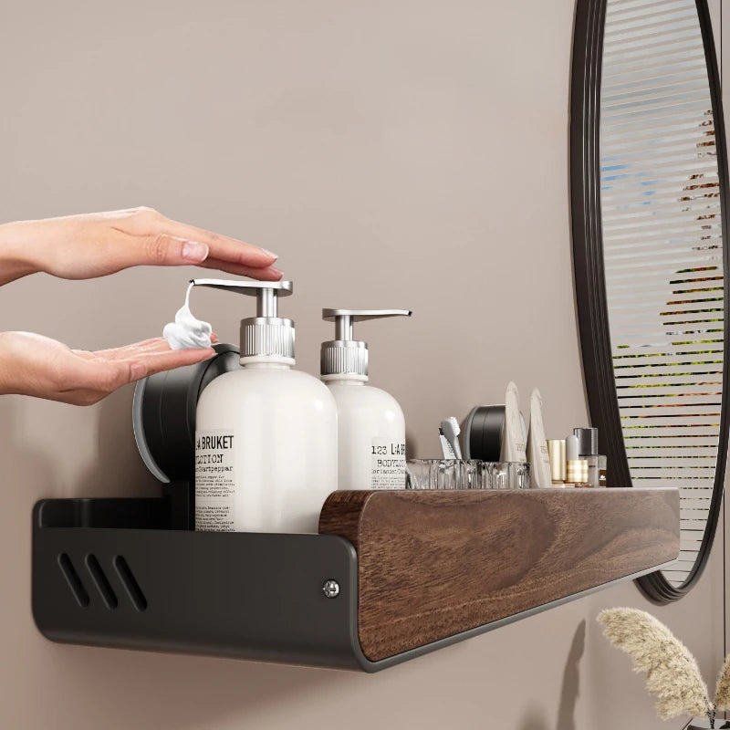 WD™ Walnoot Badkamerplank - Zonder te boren, met zuignap-bevestiging